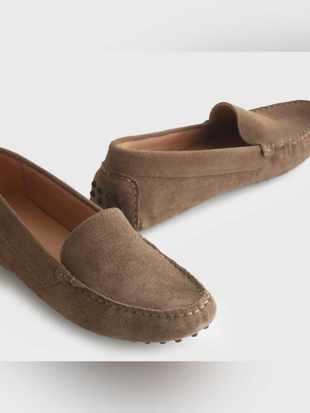 Quince Women's 100% Suede Driver loafer in Medium Brown Sz 8